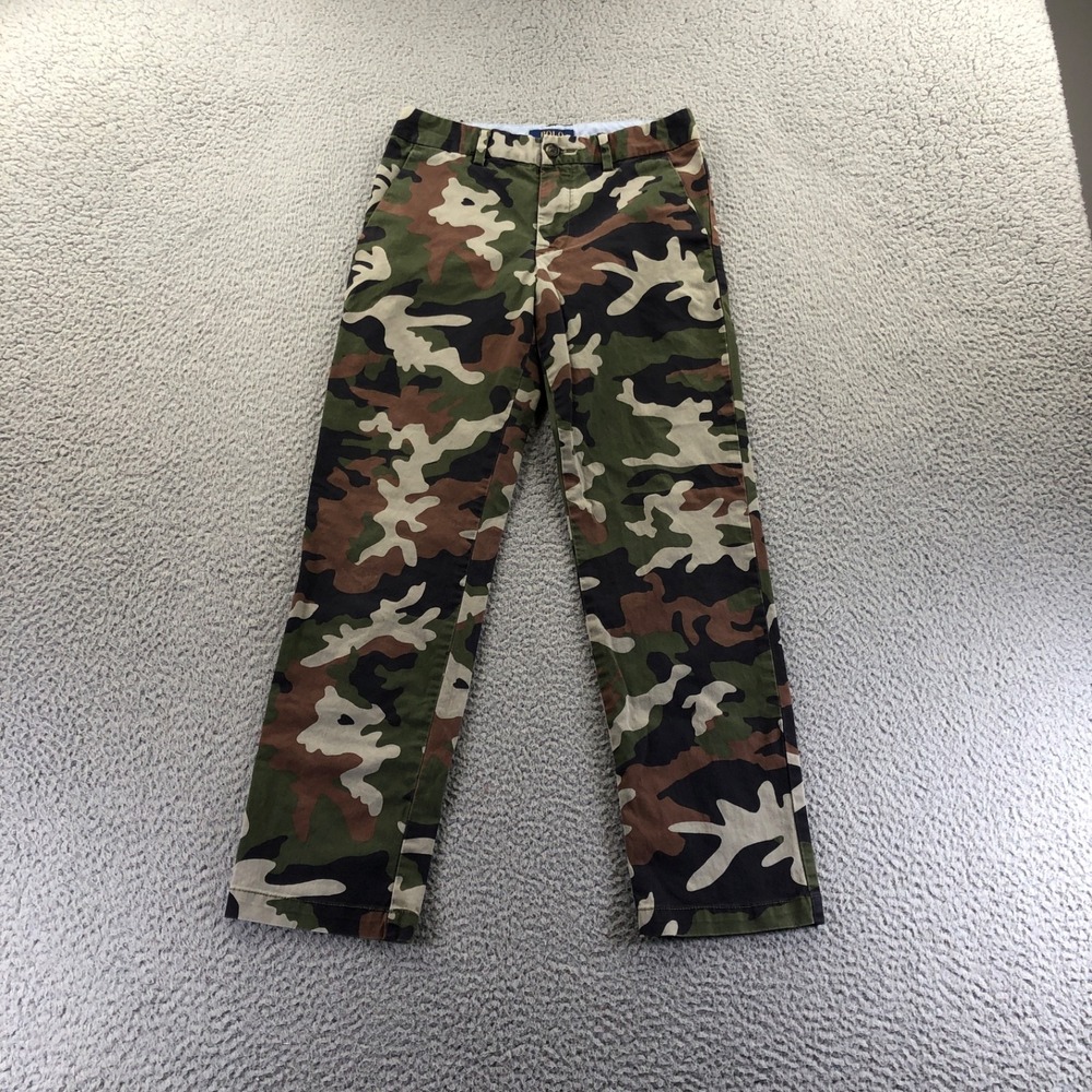 Polo Ralph Lauren Pants Boys 12 Green Camouflage Straight Leg Chino Army Cotton